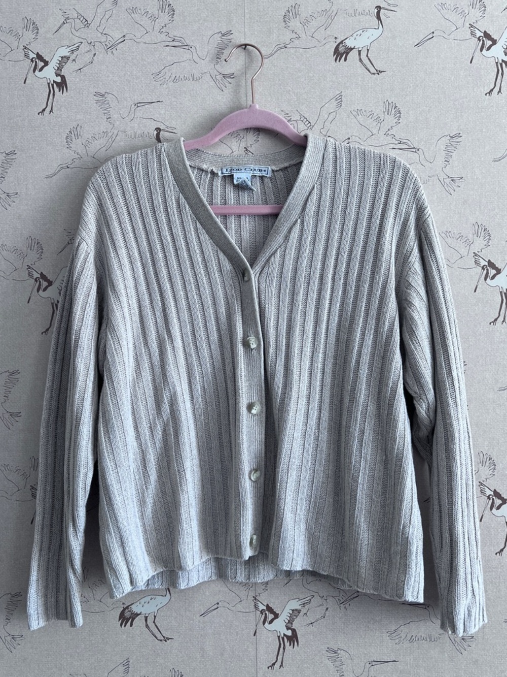 Vintage linen‎ cotton blend ribbed thick chunky grandpa cardigan